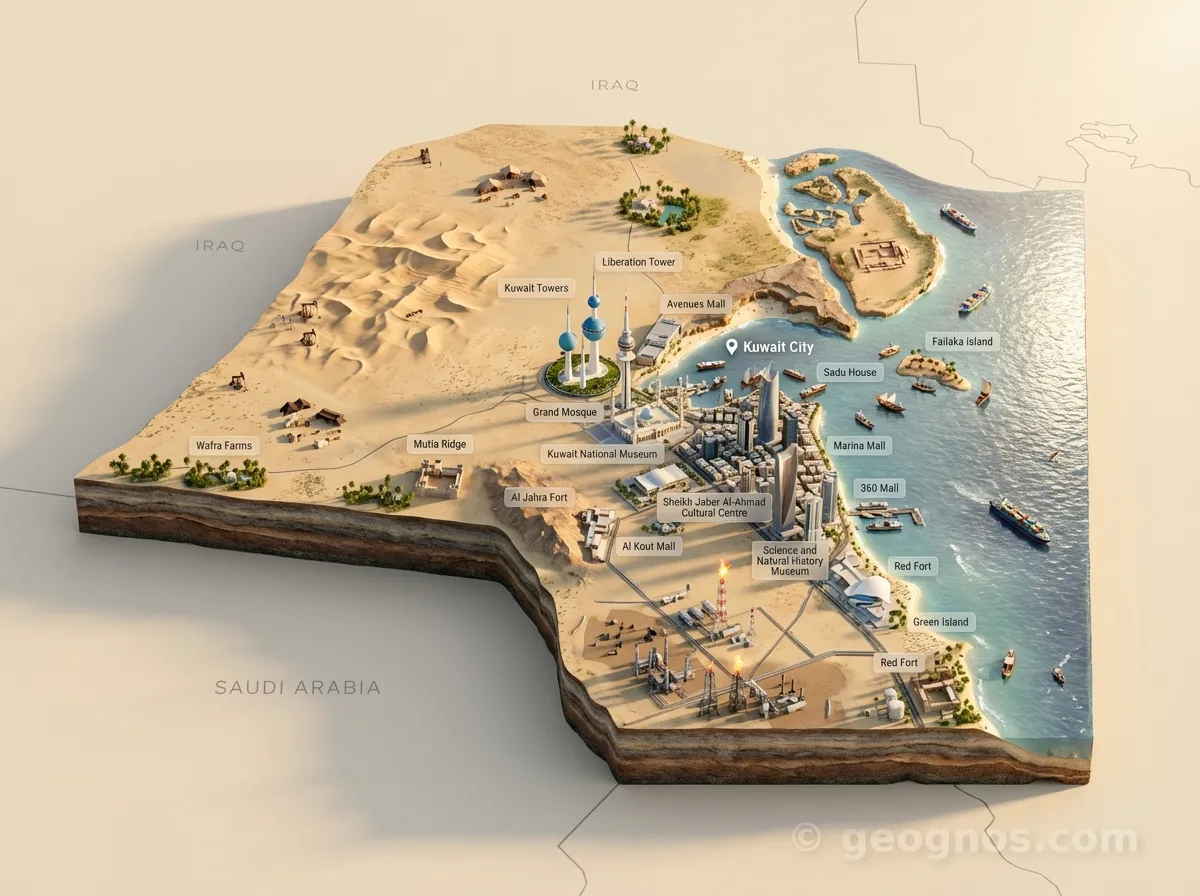 3D Diorama Map of Kuwait