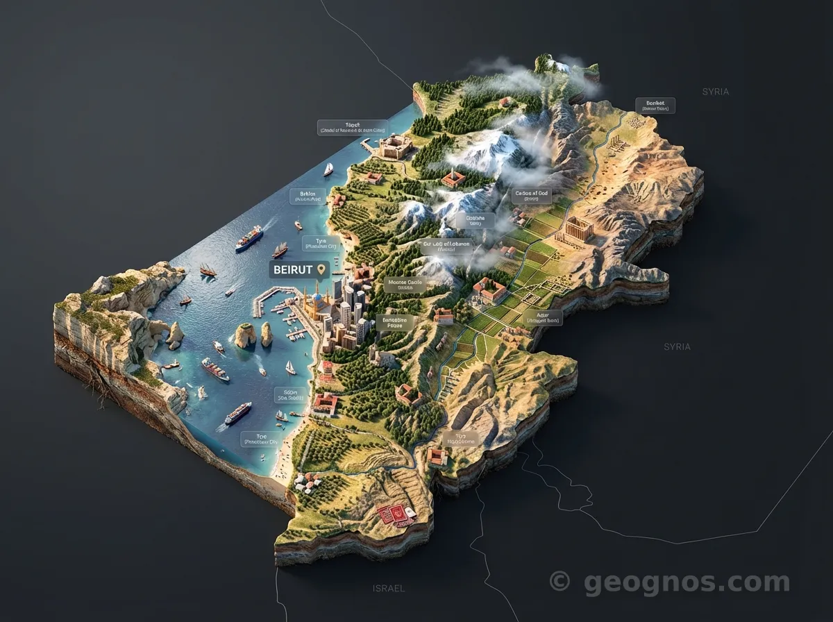 3D Diorama Map of Lebanon