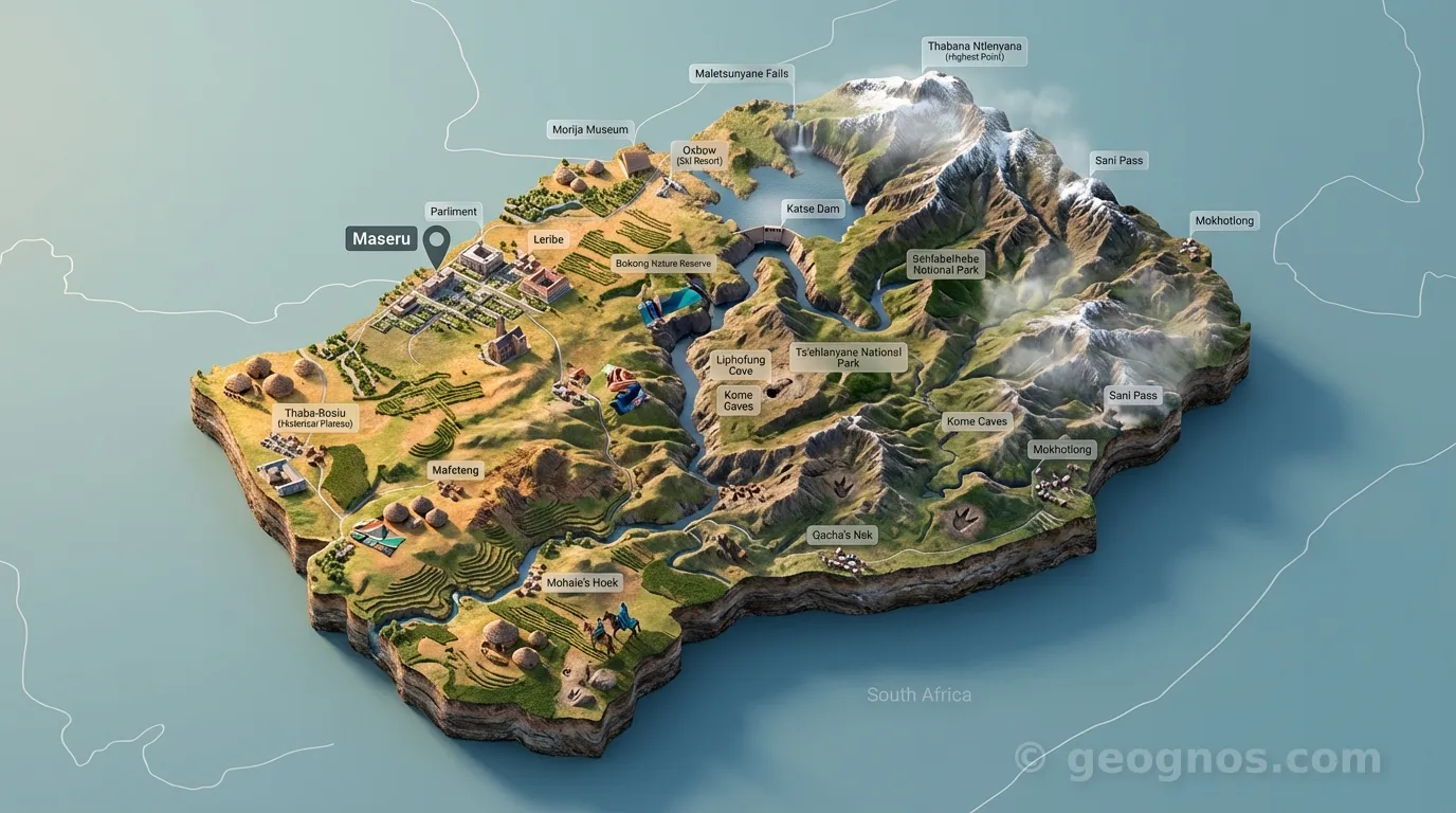 3D Diorama Map of Lesotho