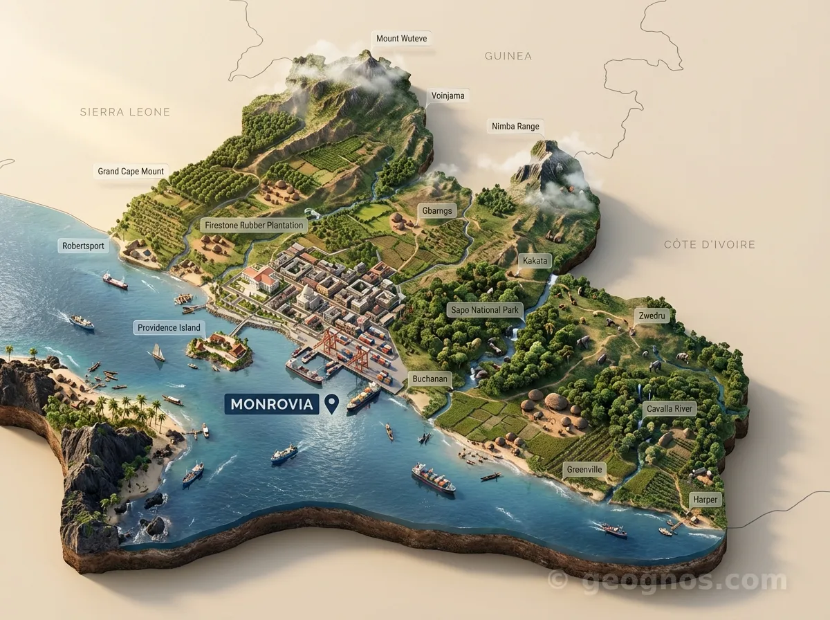 3D Diorama Map of Liberia
