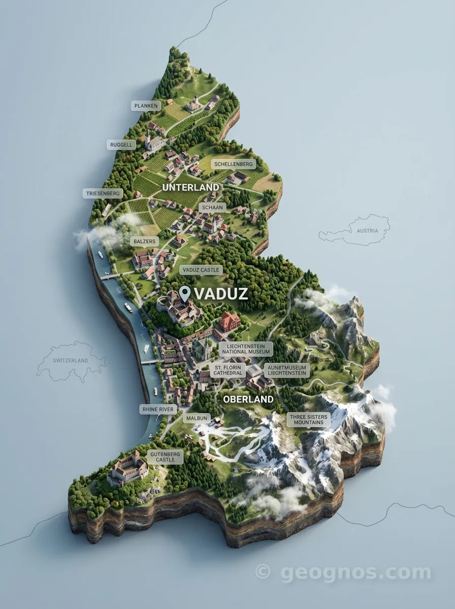3D Diorama Map of Liechtenstein