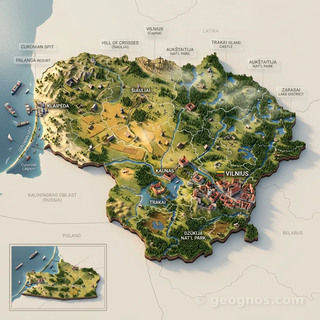 3D Diorama Map of Lithuania