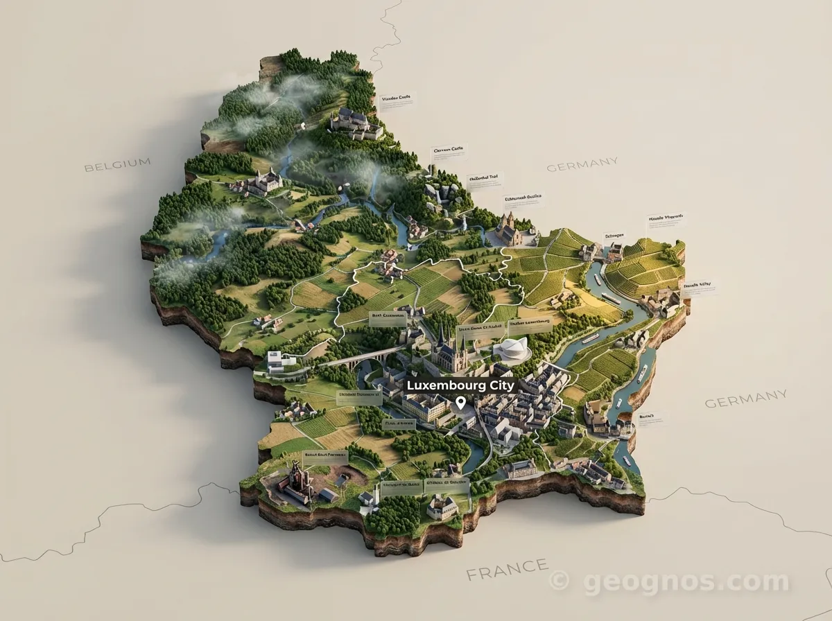 3D Diorama Map of Luxembourg