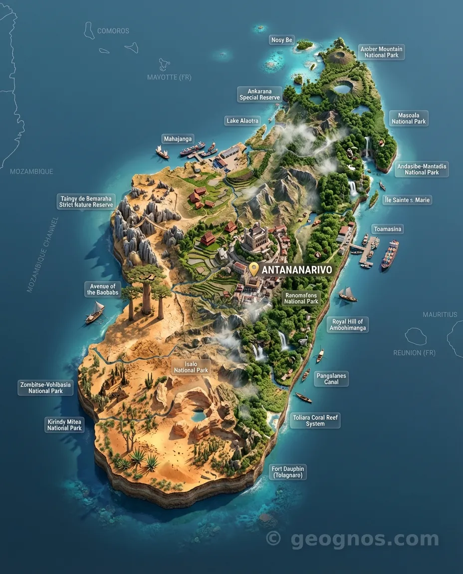 3D Diorama Map of Madagascar