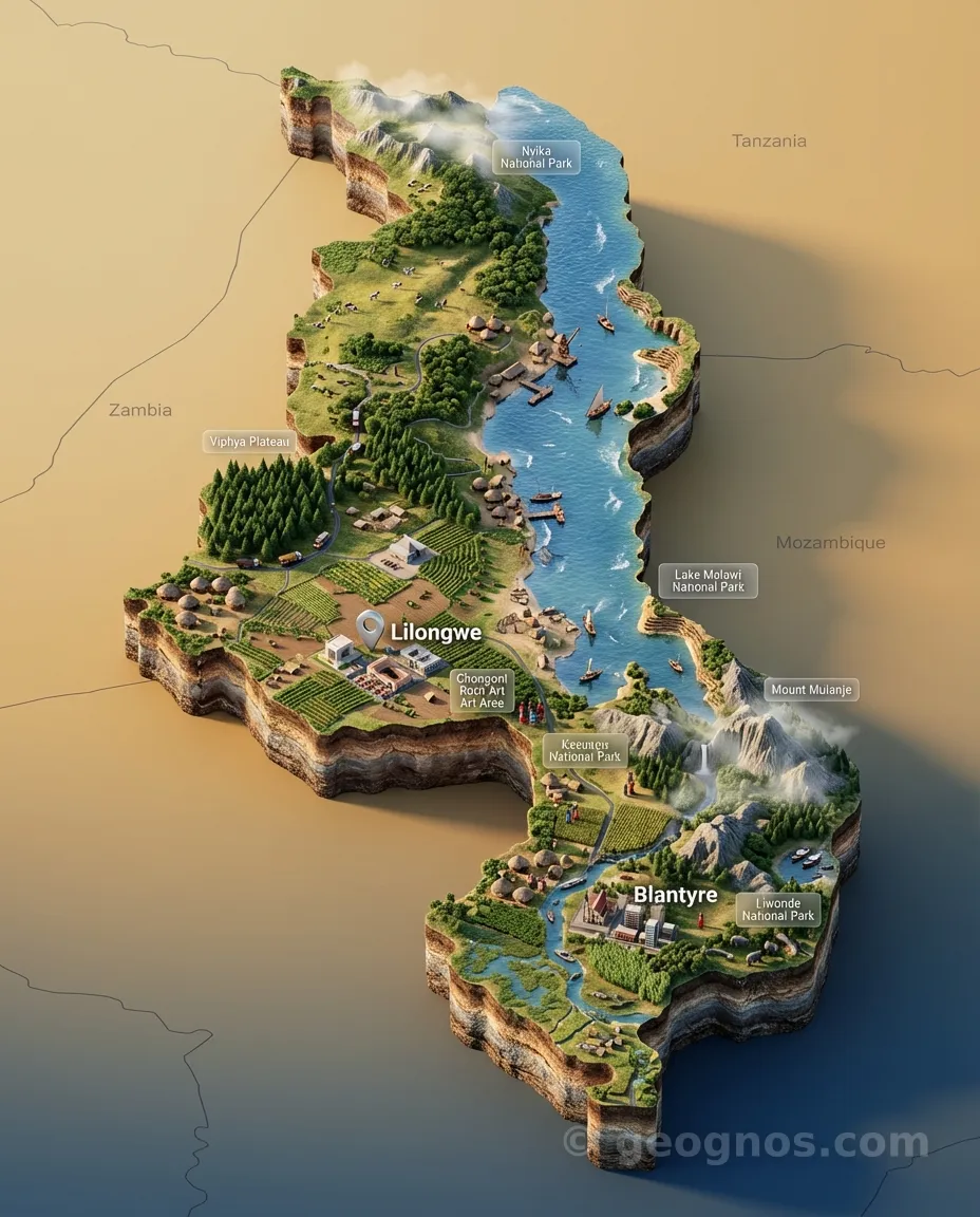 3D Diorama Map of Malawi