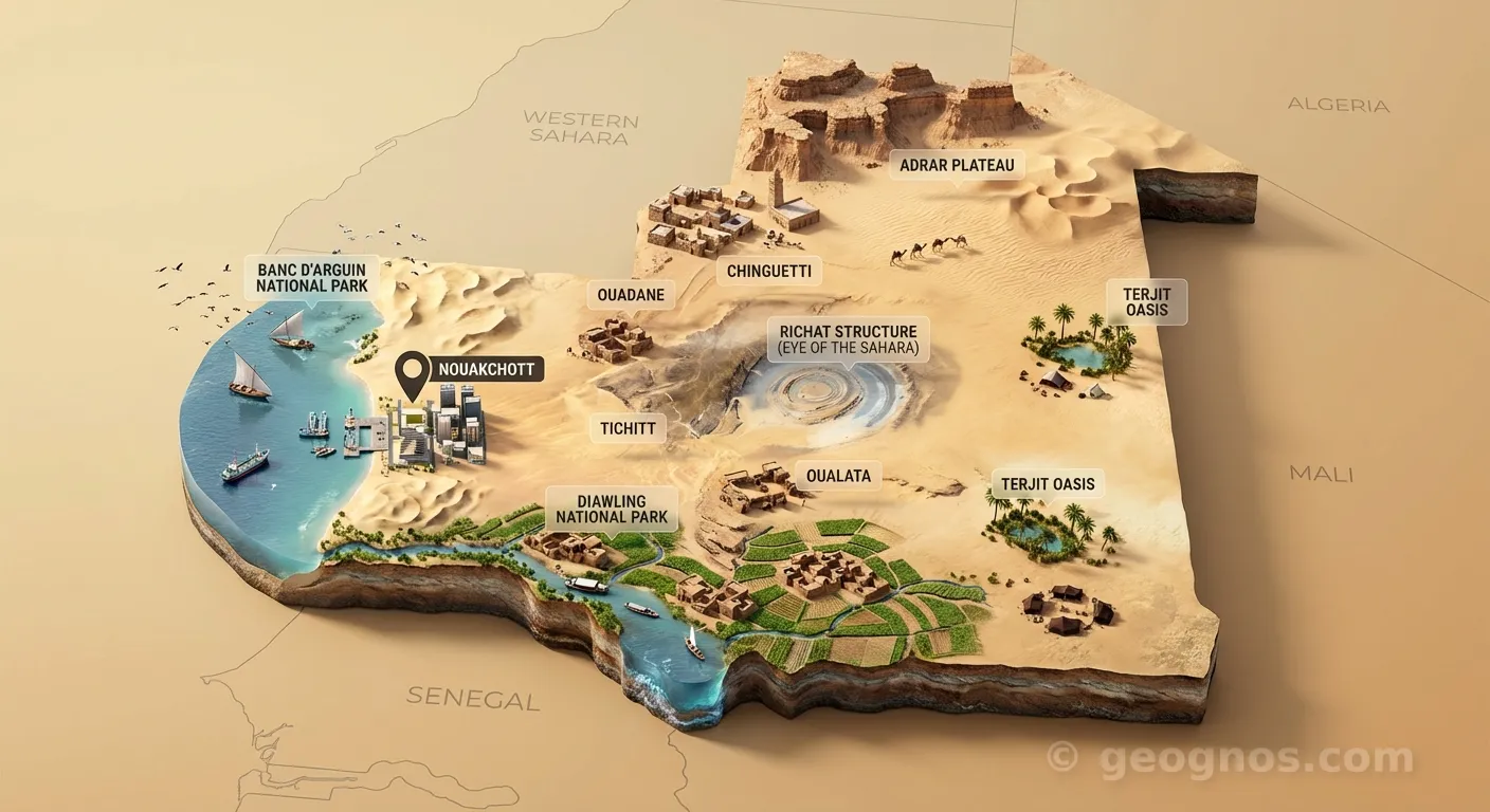 3D Diorama Map of Mauritania