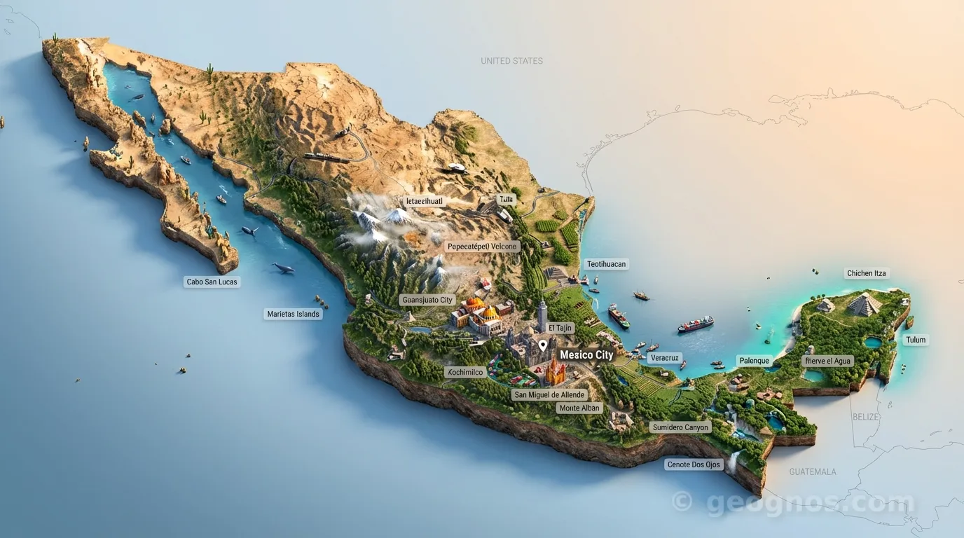 3D Diorama Map of Mexico