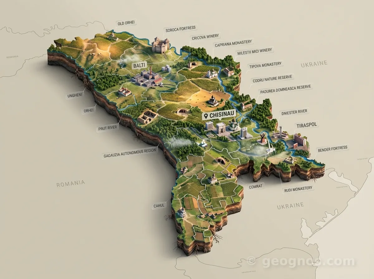 3D Diorama Map of Moldova