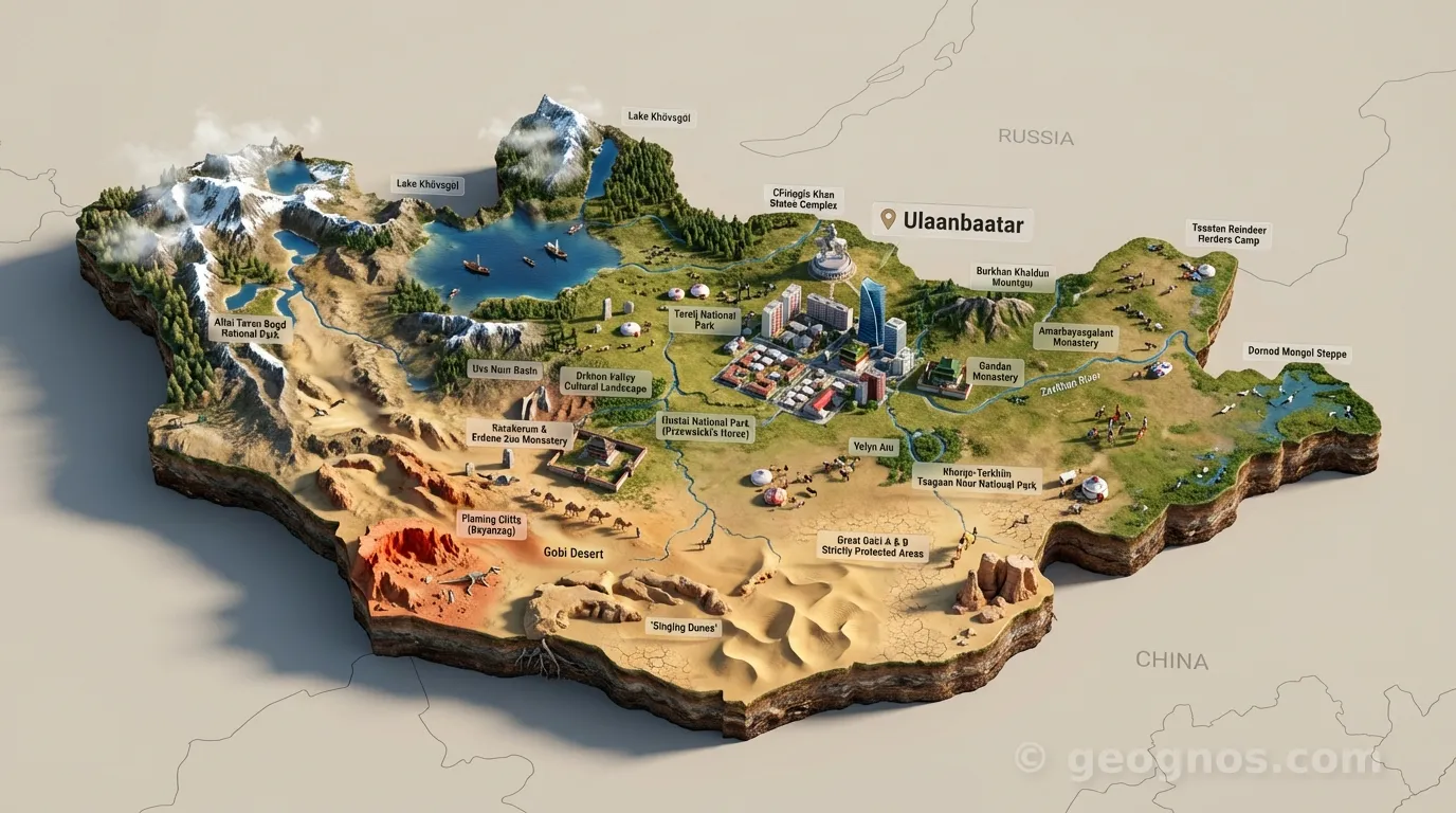 3D Diorama Map of Mongolia