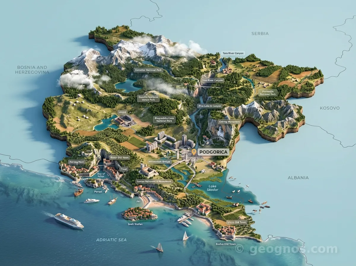 3D Diorama Map of Montenegro