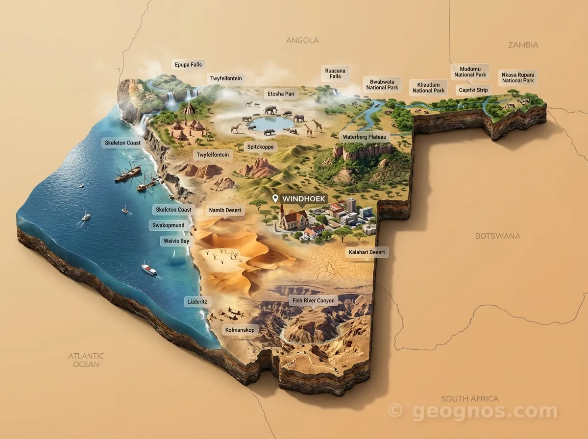 3D Diorama Map of Namibia