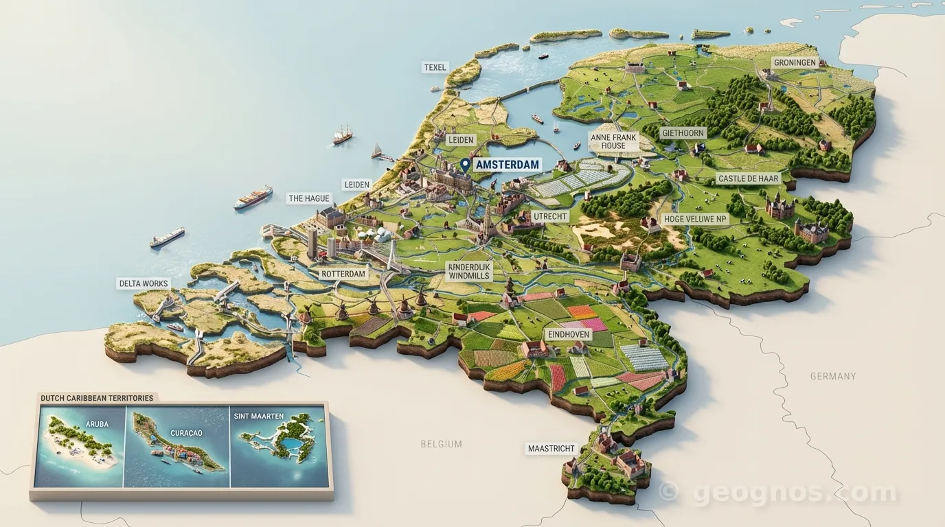 3D Diorama Map of Netherlands