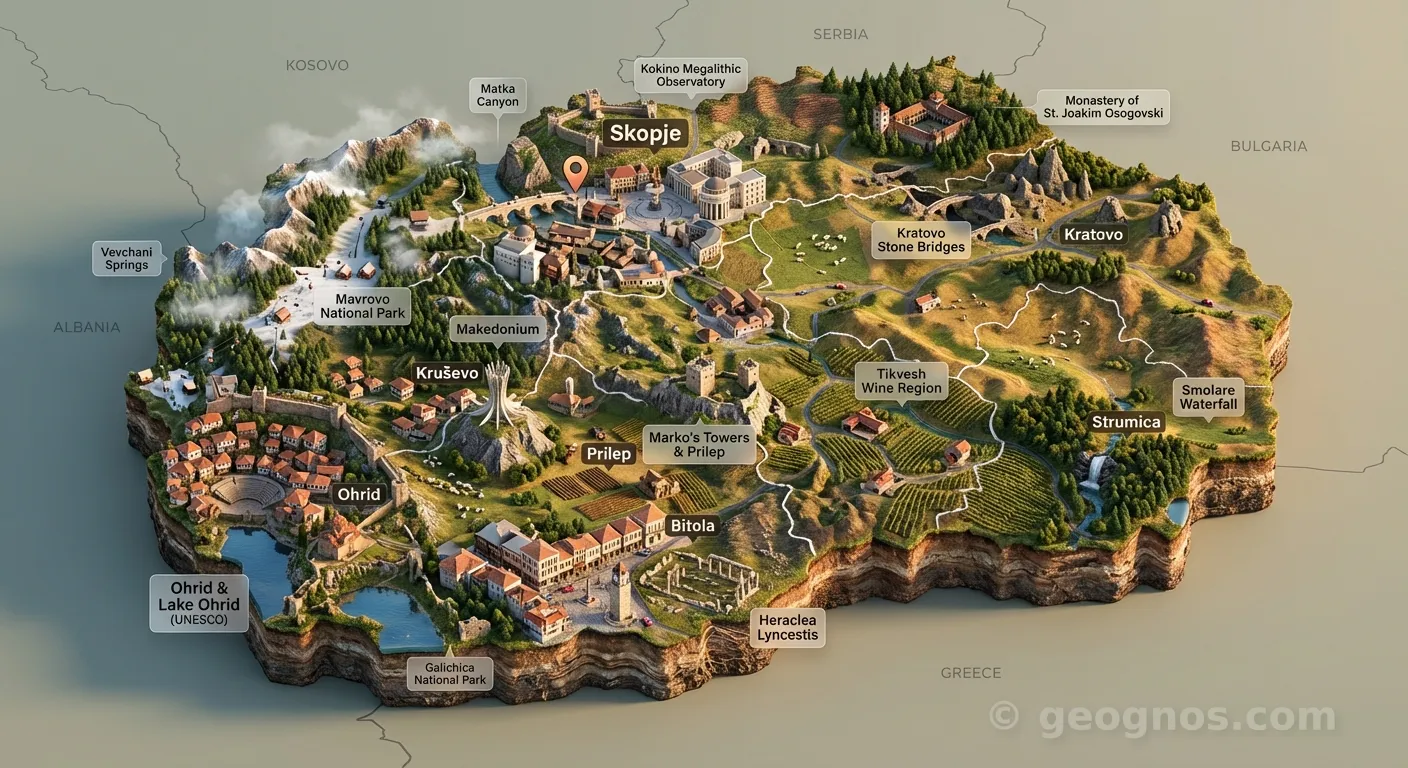 3D Diorama Map of North Macedonia