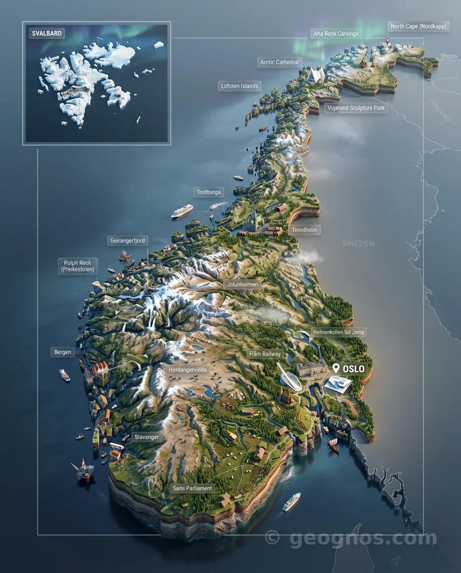 3D Diorama Map of Norway