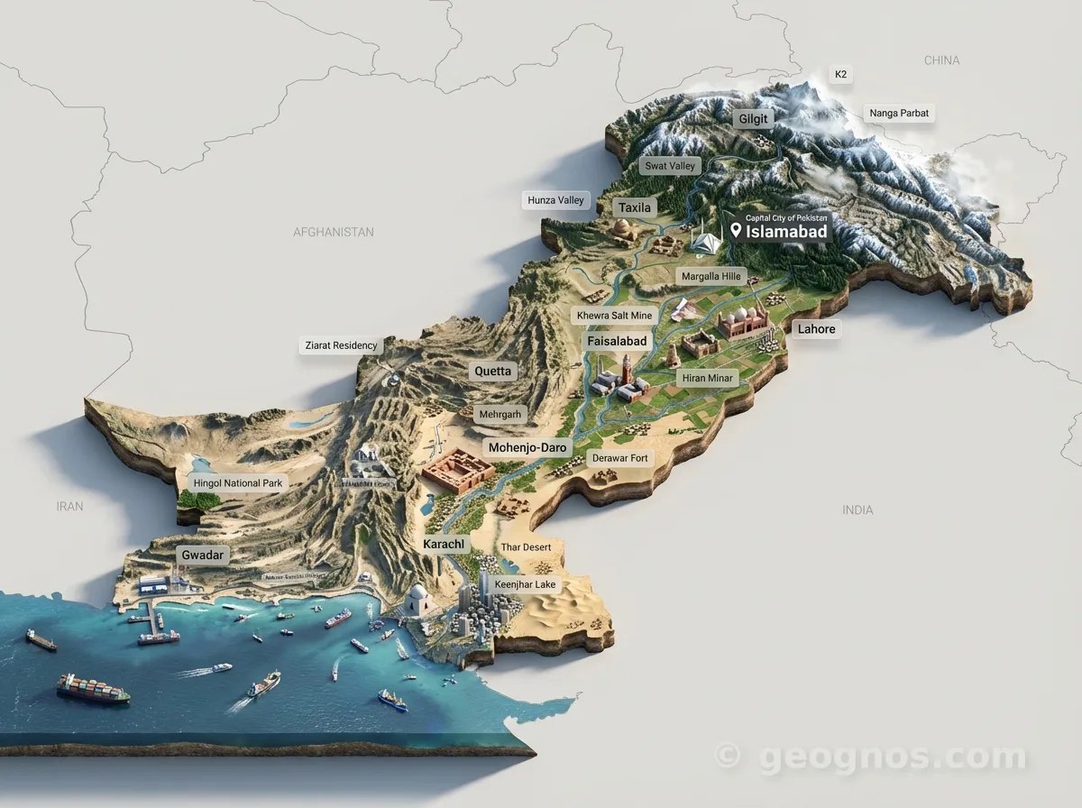 3D Diorama Map of Pakistan