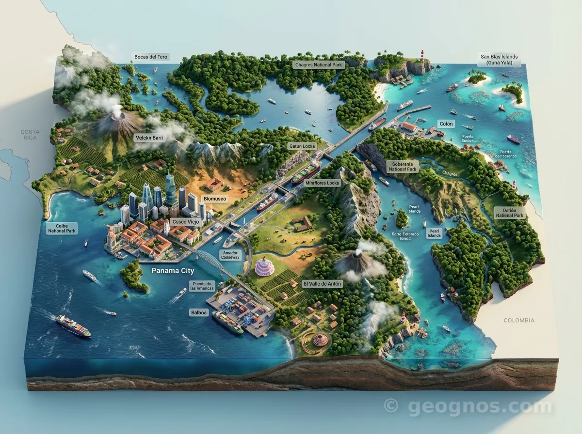3D Diorama Map of Panama