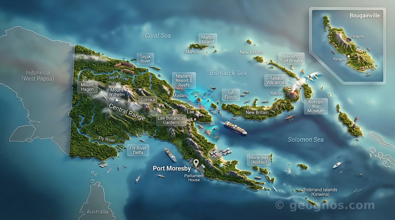 3D Diorama Map of Papua New Guinea