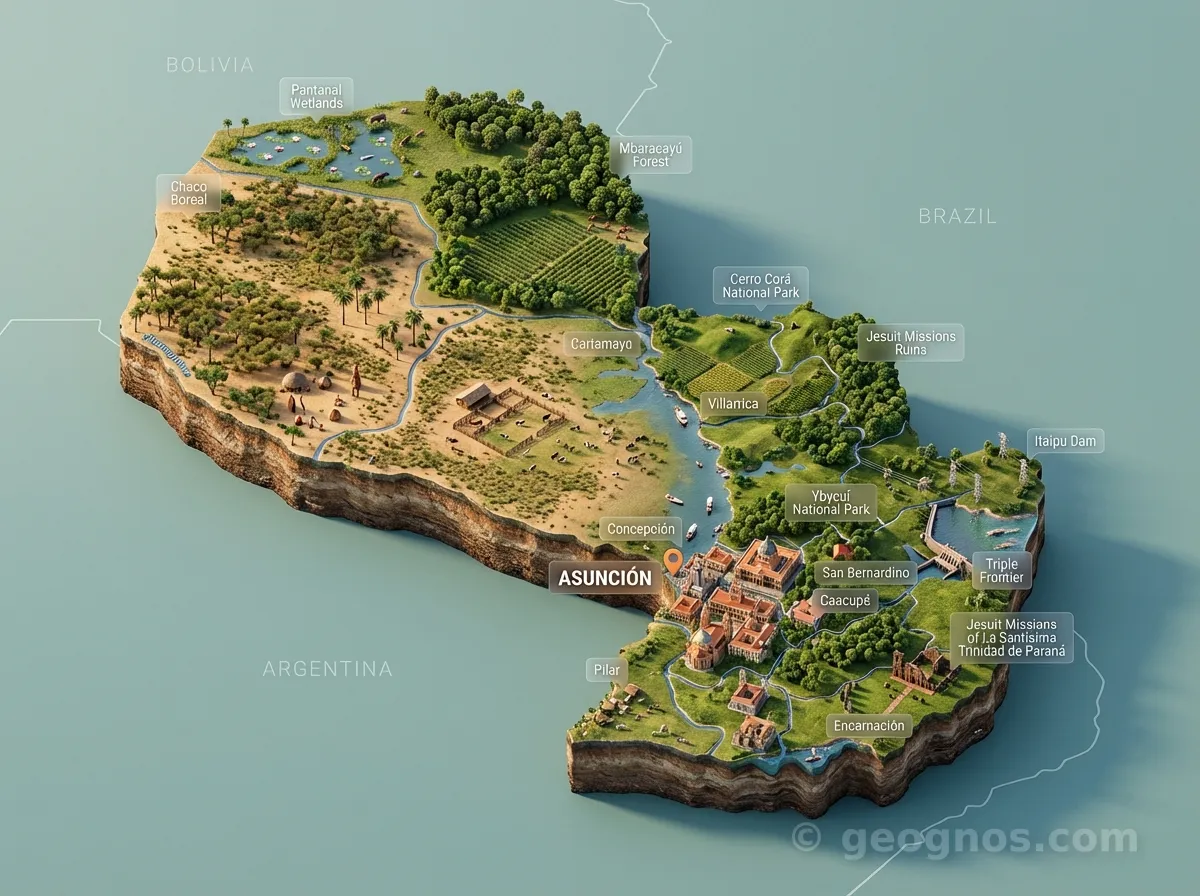 3D Diorama Map of Paraguay