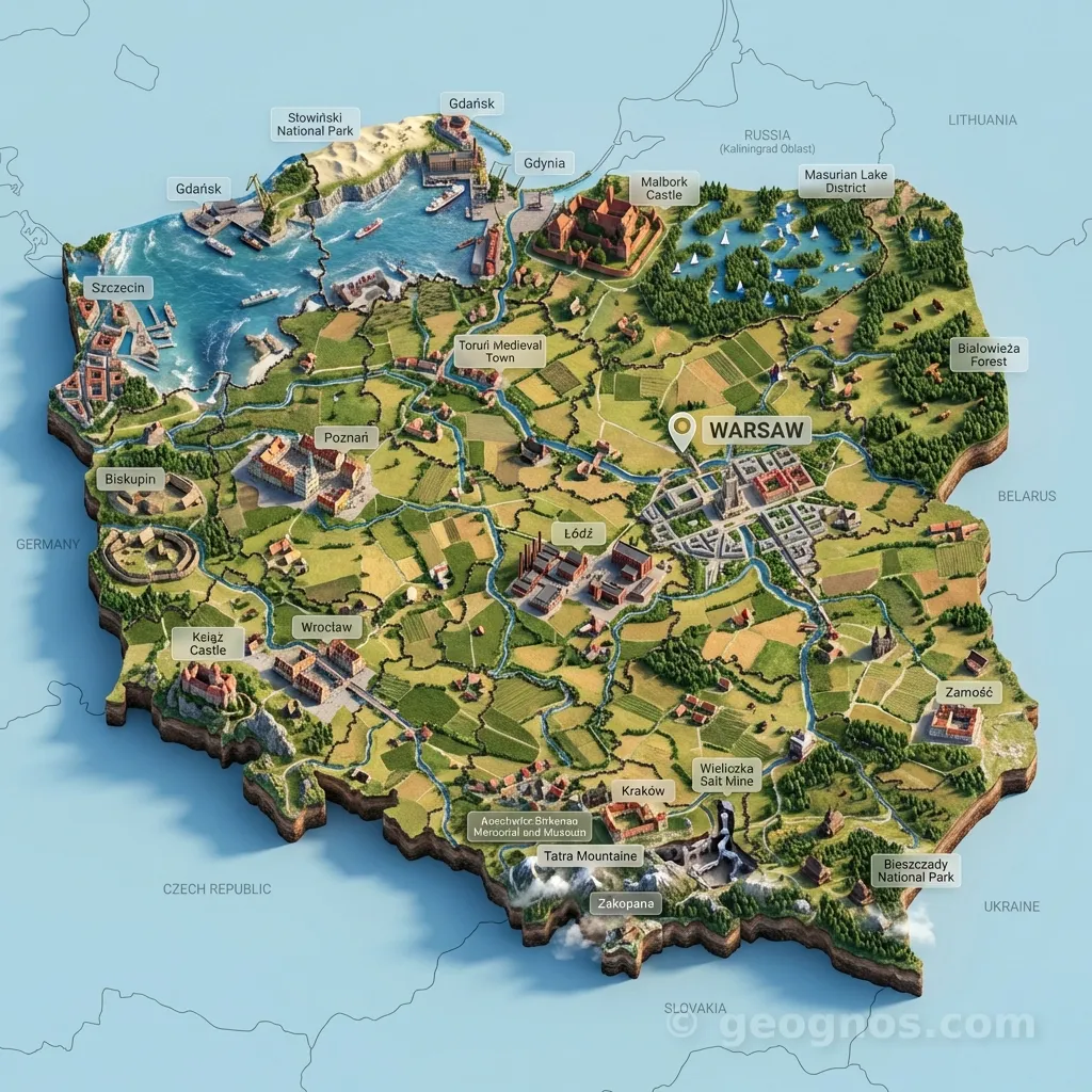 3D Diorama Map of Poland