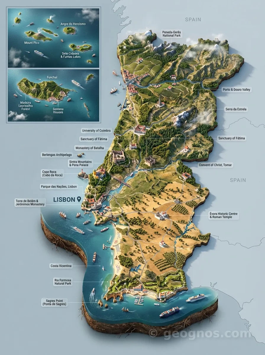 3D Diorama Map of Portugal