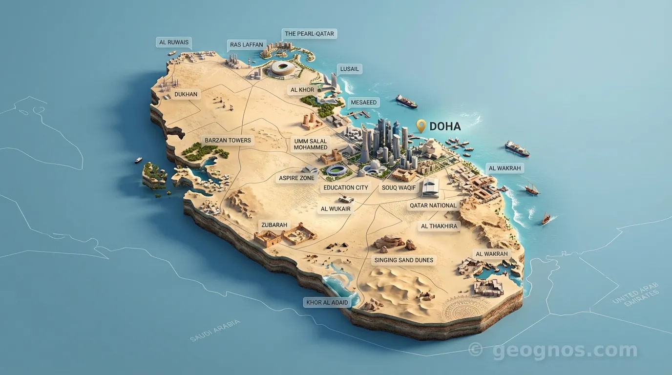 3D Diorama Map of Qatar