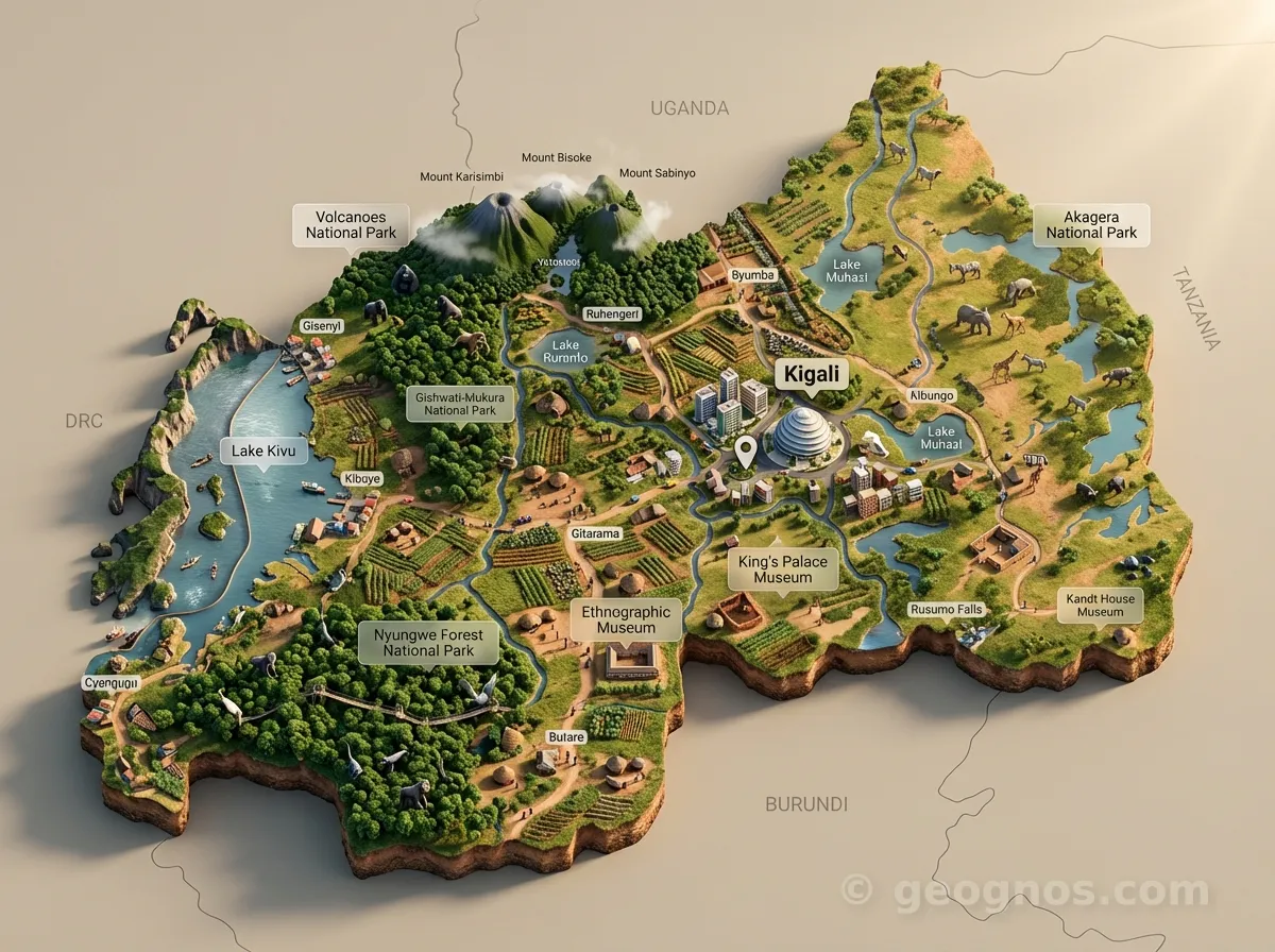 3D Diorama Map of Rwanda