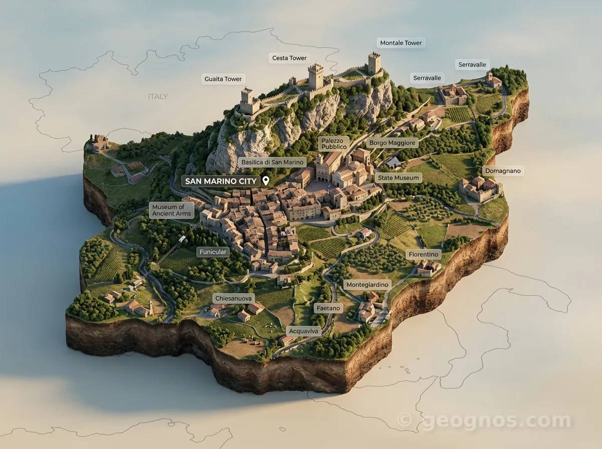 3D Diorama Map of San Marino