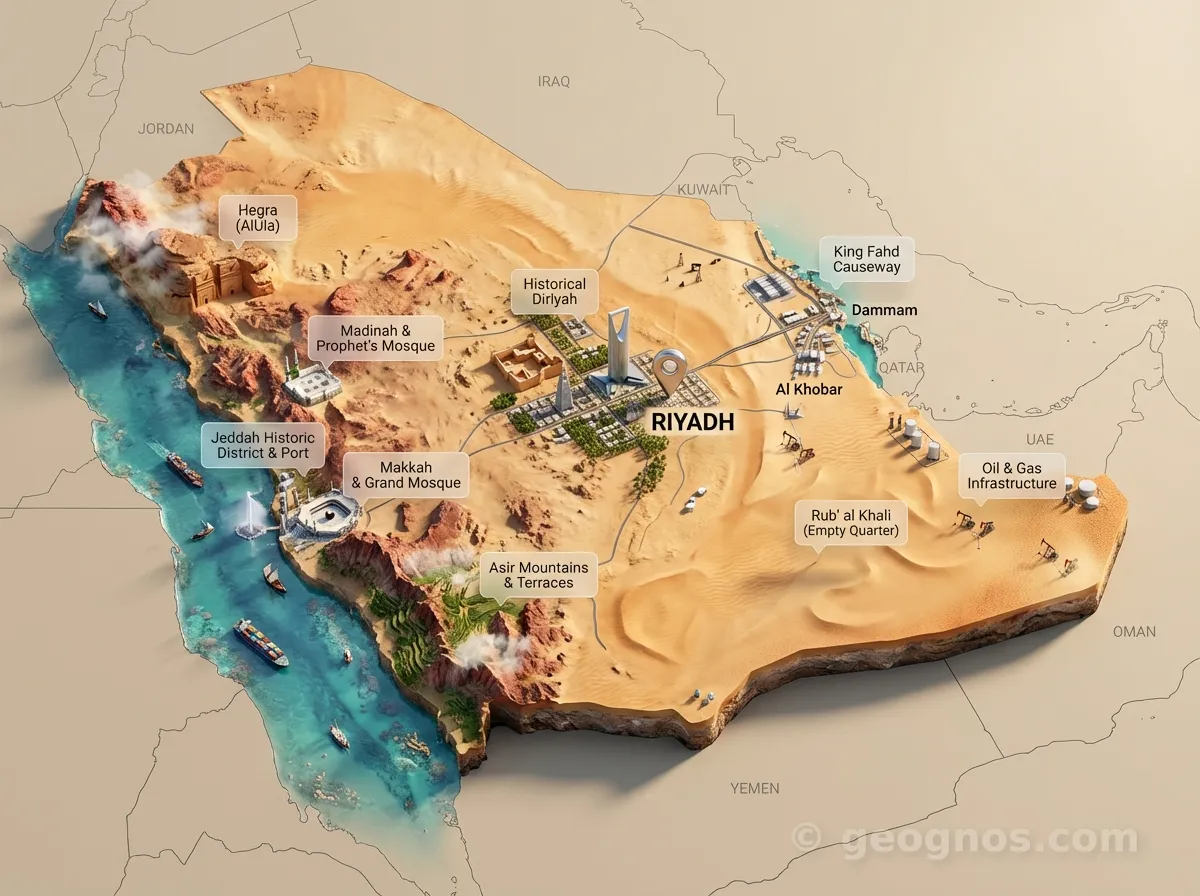 3D Diorama Map of Saudi Arabia