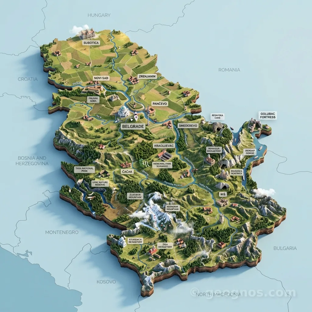 3D Diorama Map of Serbia