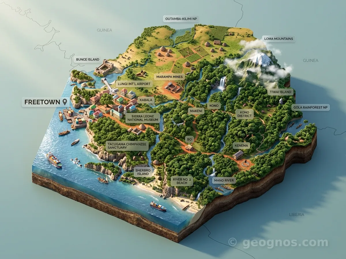 3D Diorama Map of Sierra Leone