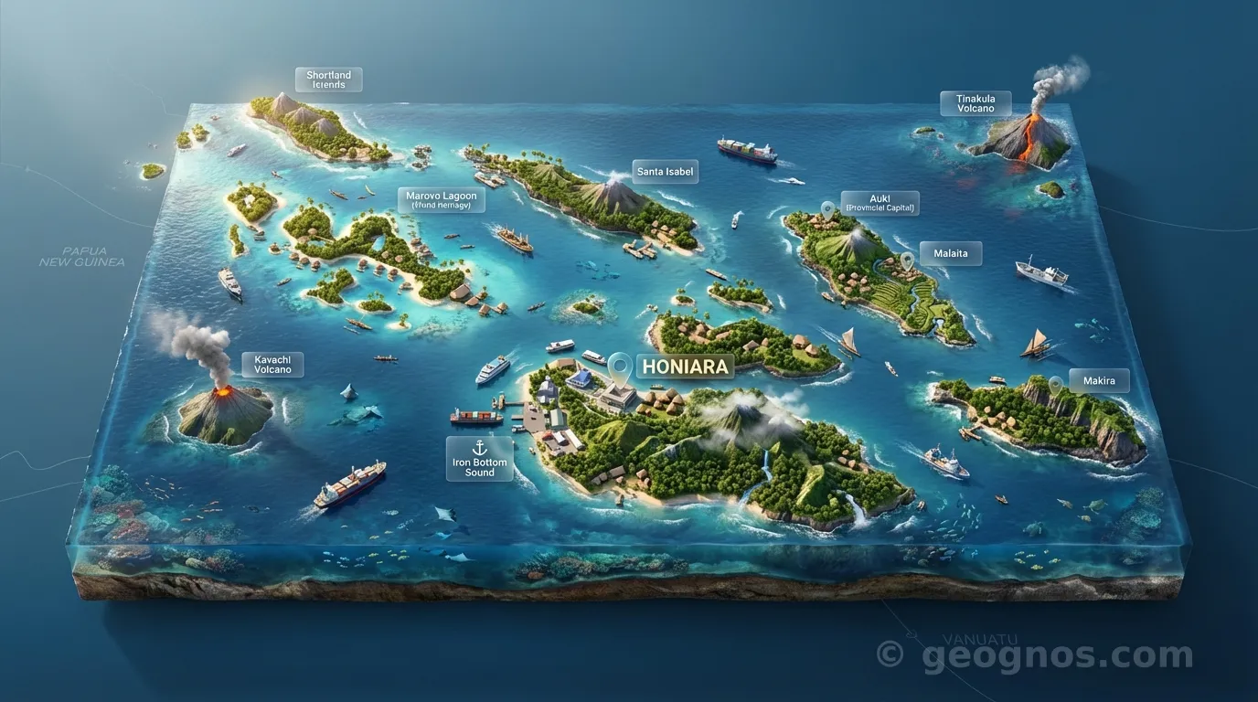 3D Diorama Map of Solomon Islands