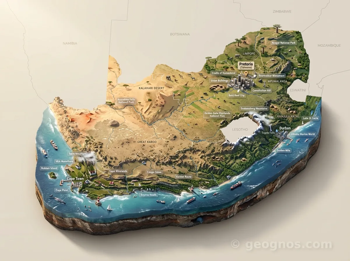 3D Diorama Map of South Africa