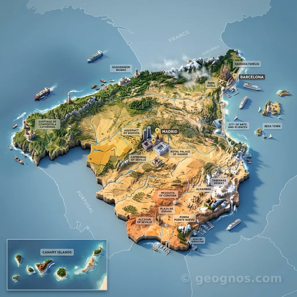 3D Diorama Map of Spain