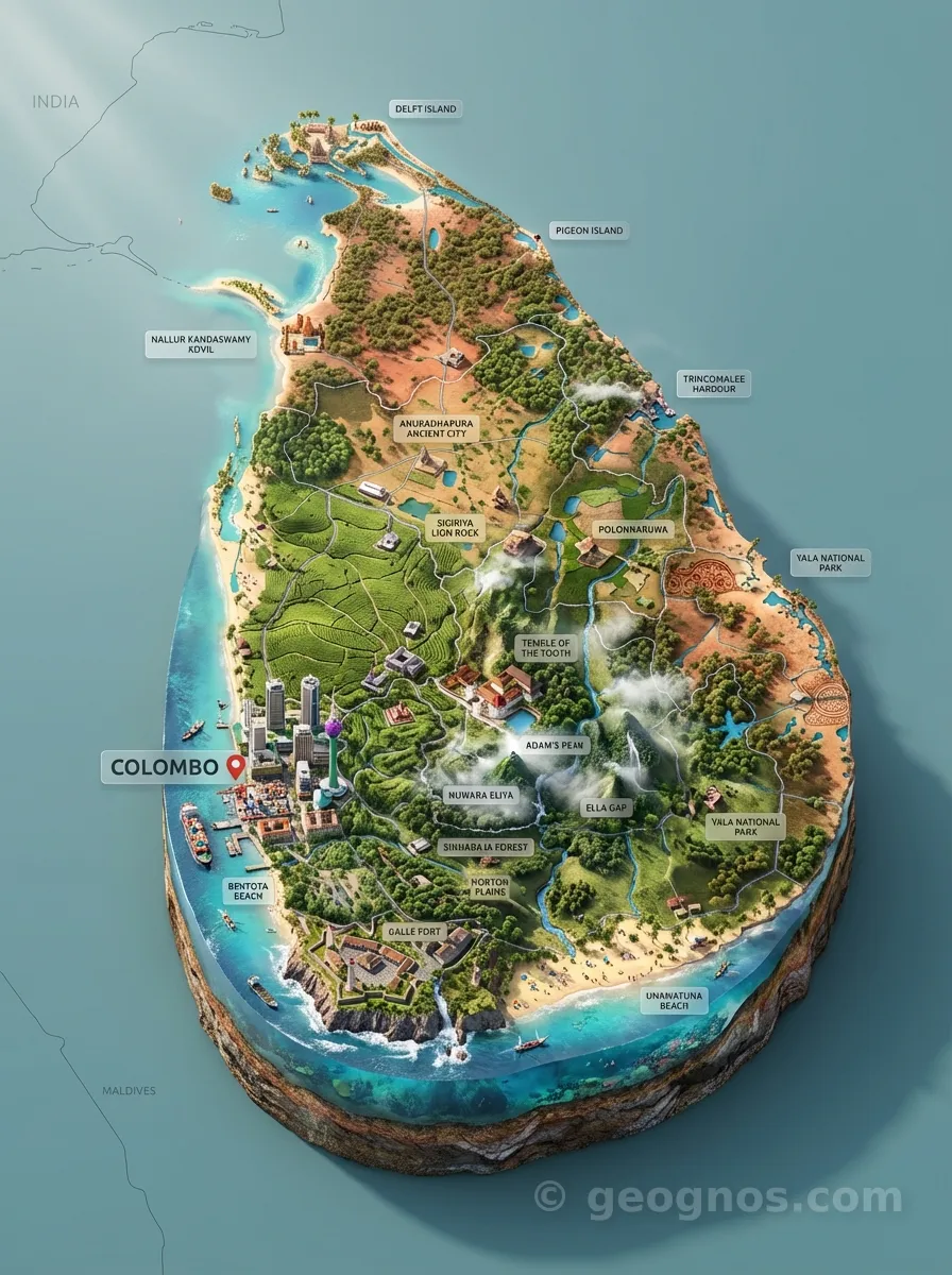 3D Diorama Map of Sri Lanka
