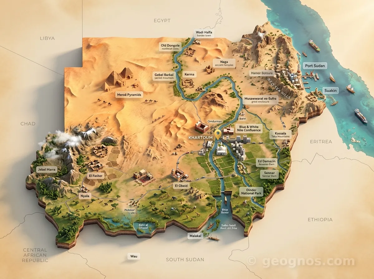 3D Diorama Map of Sudan