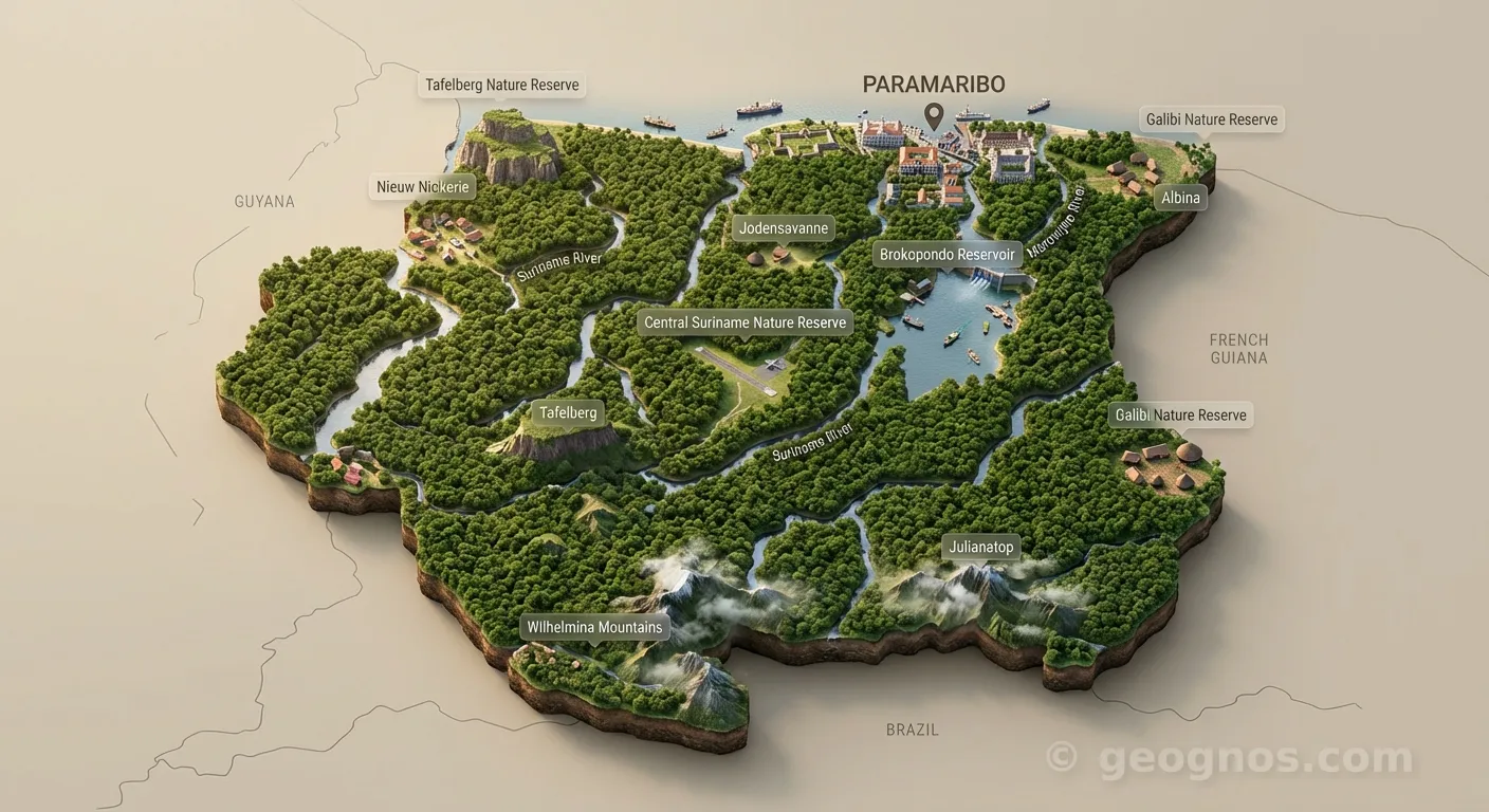 3D Diorama Map of Suriname