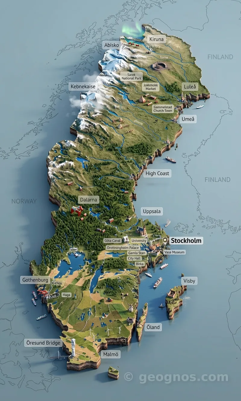 3D Diorama Map of Sweden
