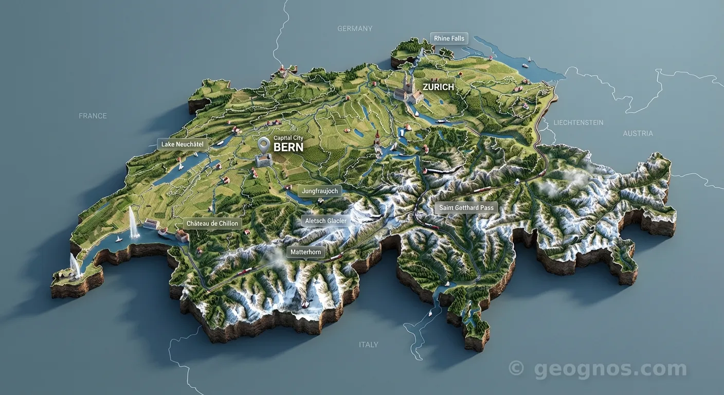 3D Diorama Map of Switzerland