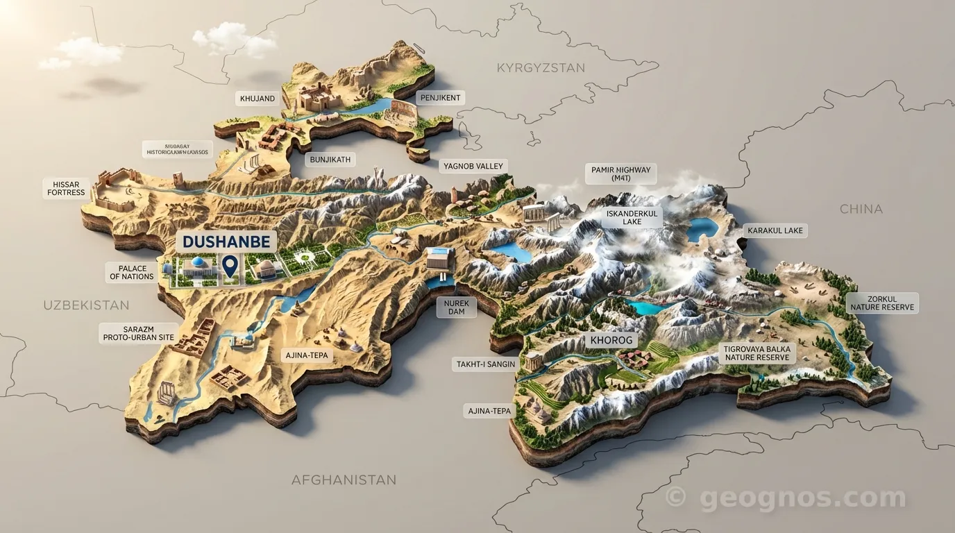 3D Diorama Map of Tajikistan