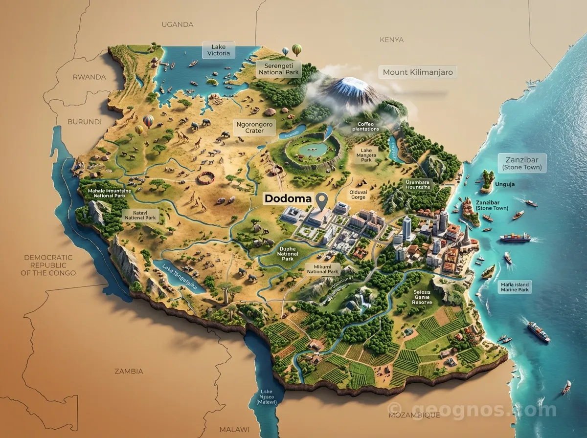 3D Diorama Map of Tanzania