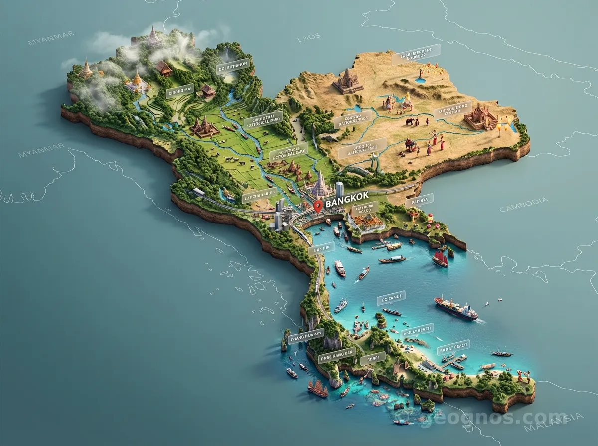 3D Diorama Map of Thailand