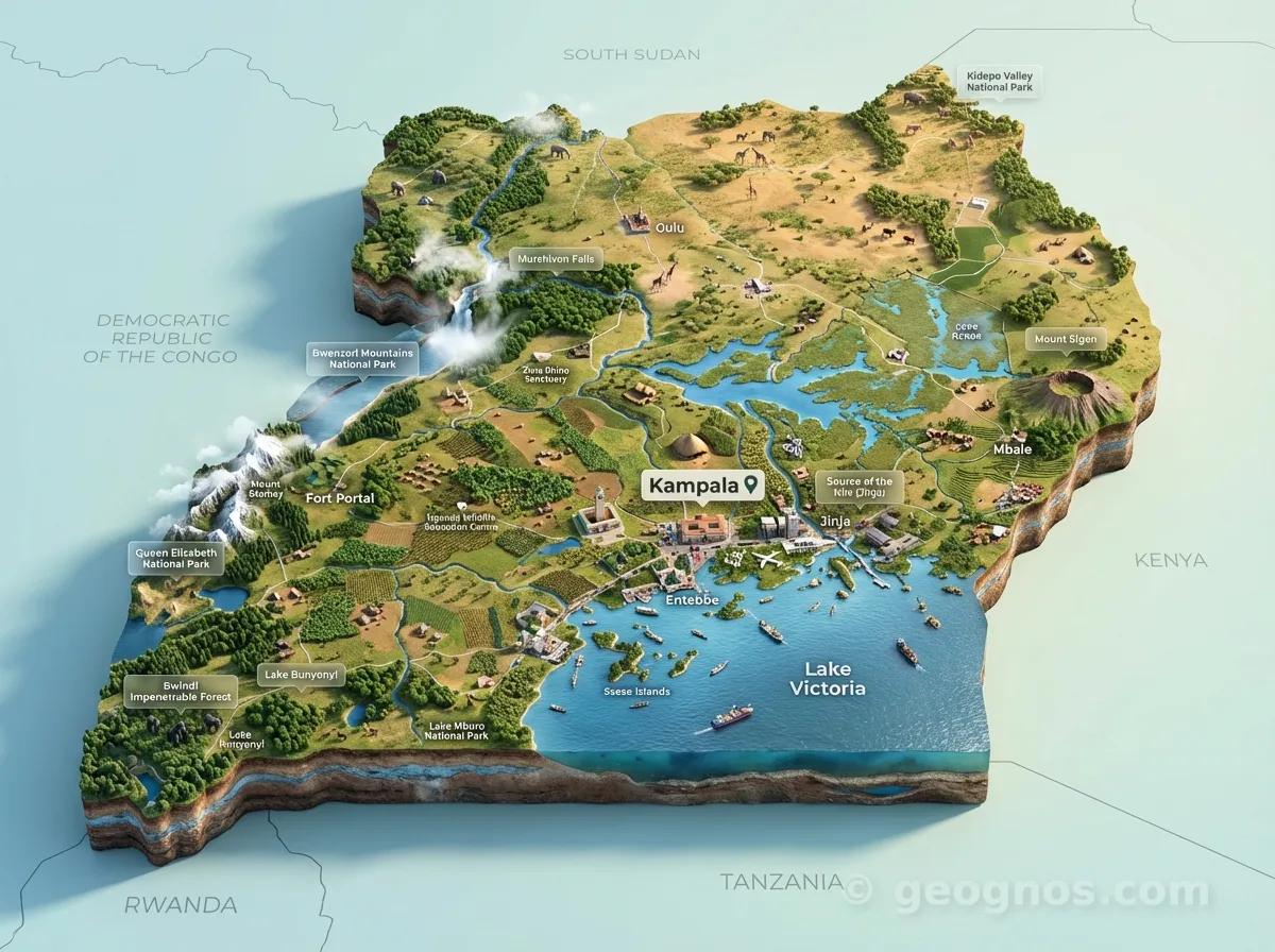 3D Diorama Map of Uganda