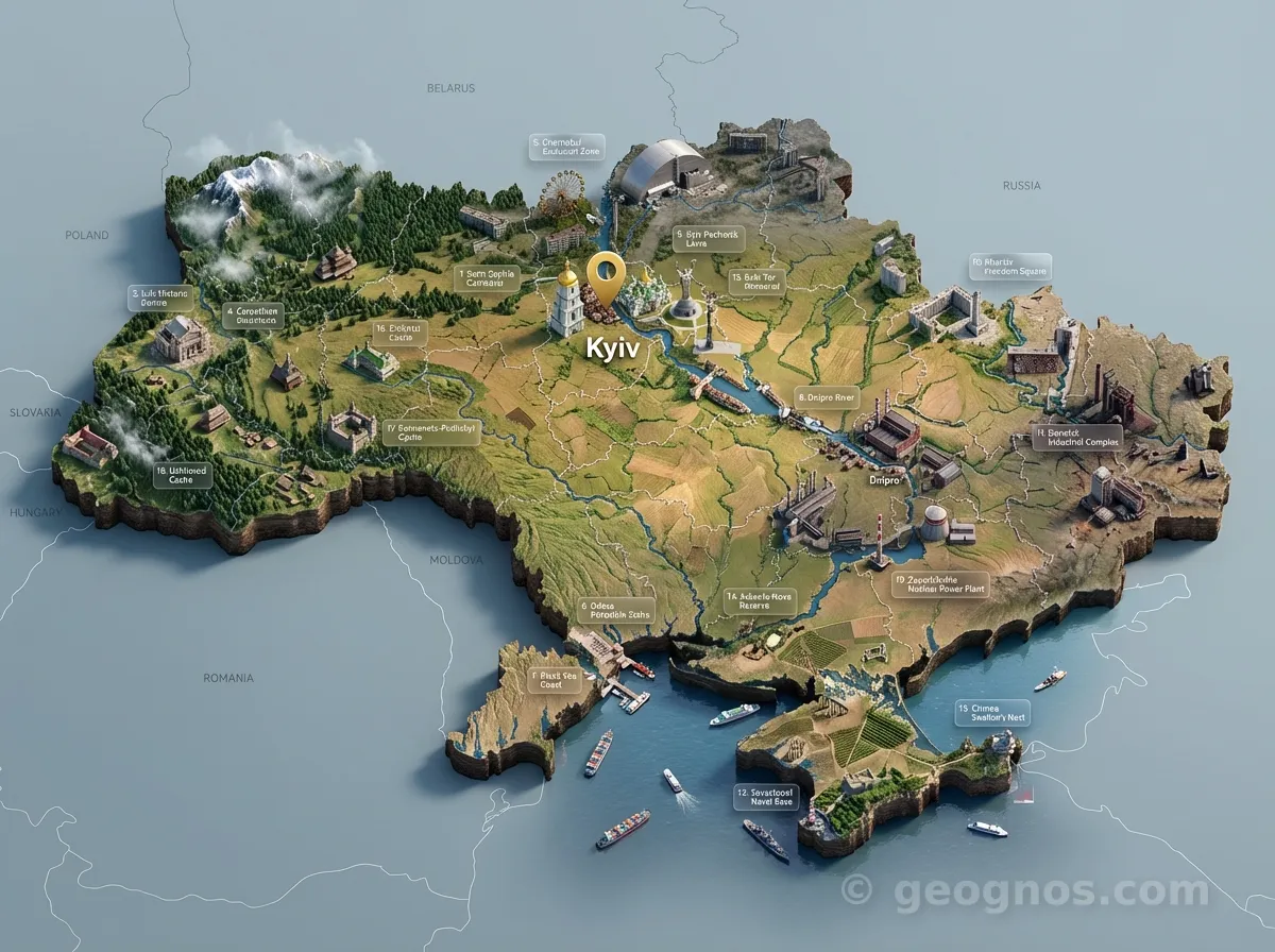 3D Diorama Map of Ukraine