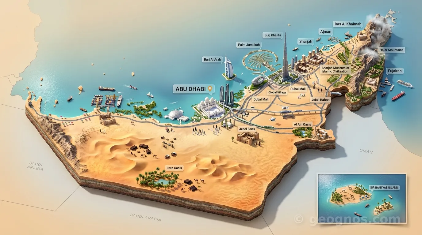 3D Diorama Map of United Arab Emirates