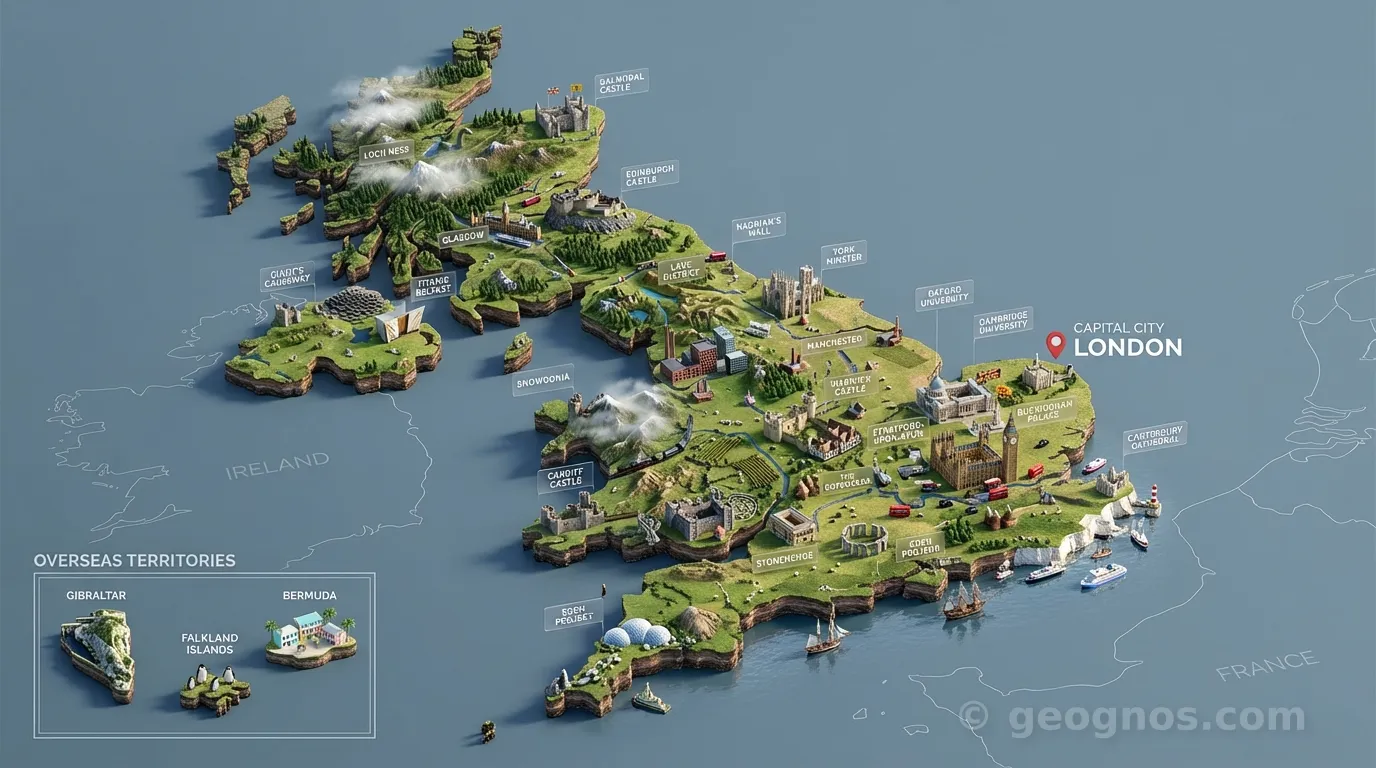 3D Diorama Map of United Kingdom