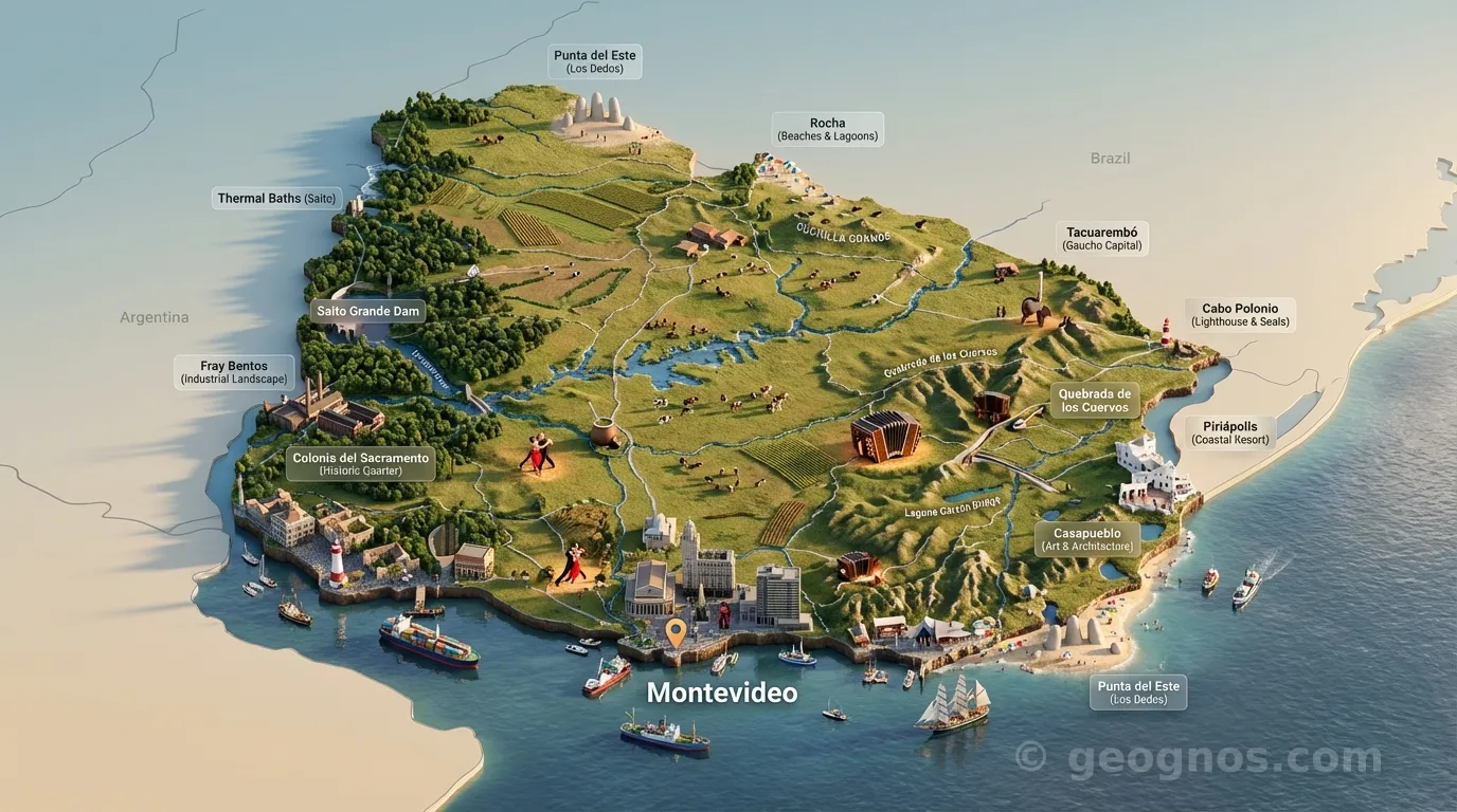 3D Diorama Map of Uruguay
