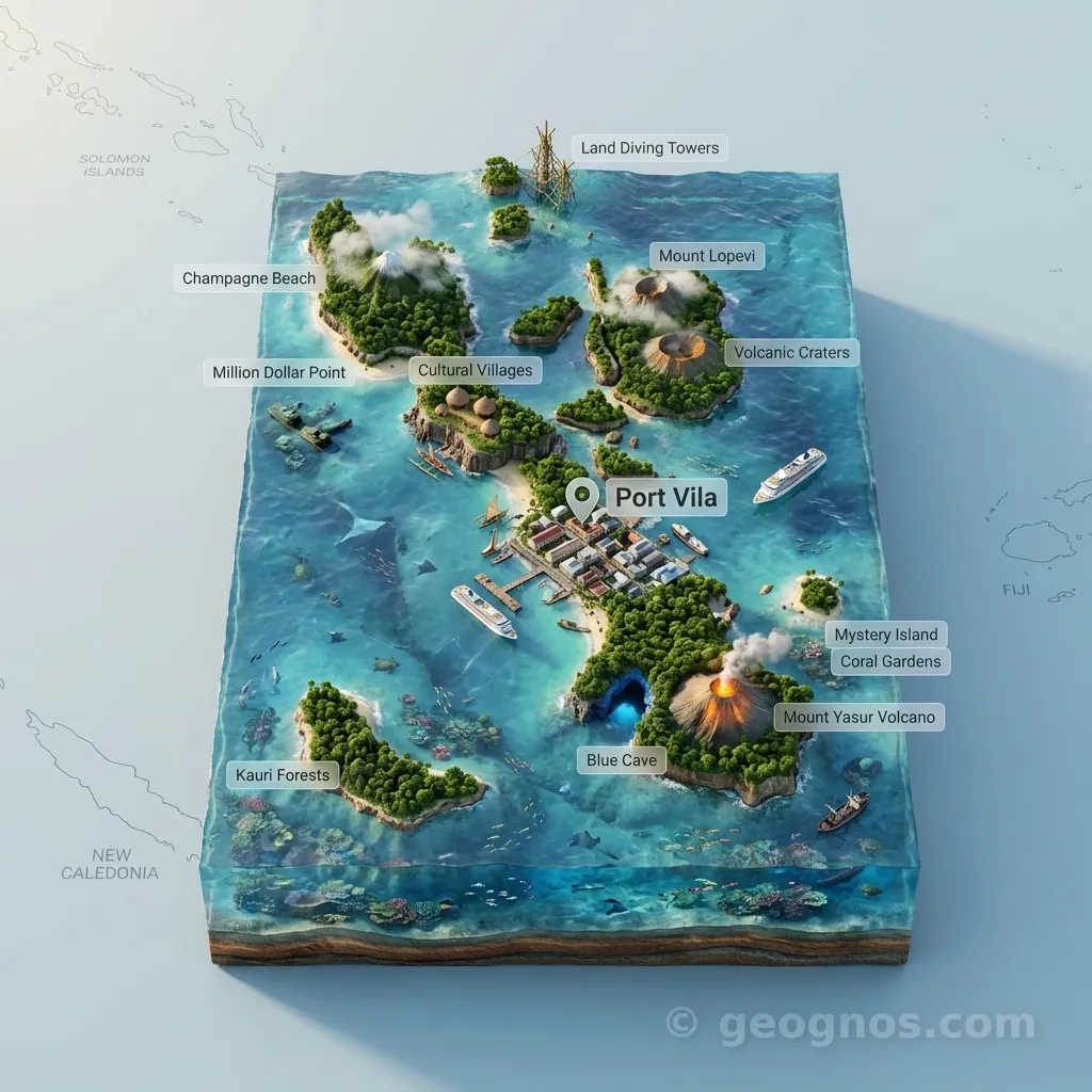 3D Diorama Map of Vanuatu