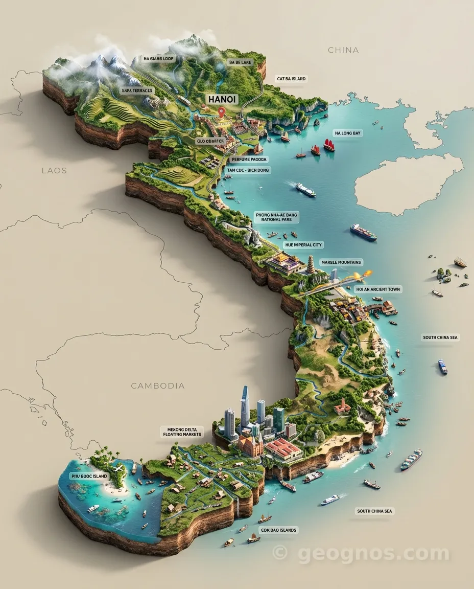 3D Diorama Map of Vietnam