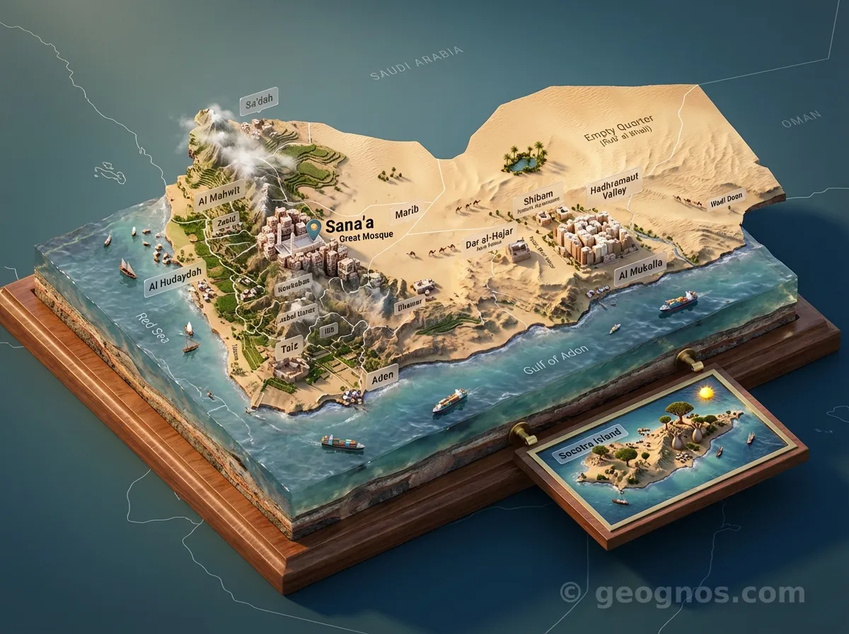 3D Diorama Map of Yemen