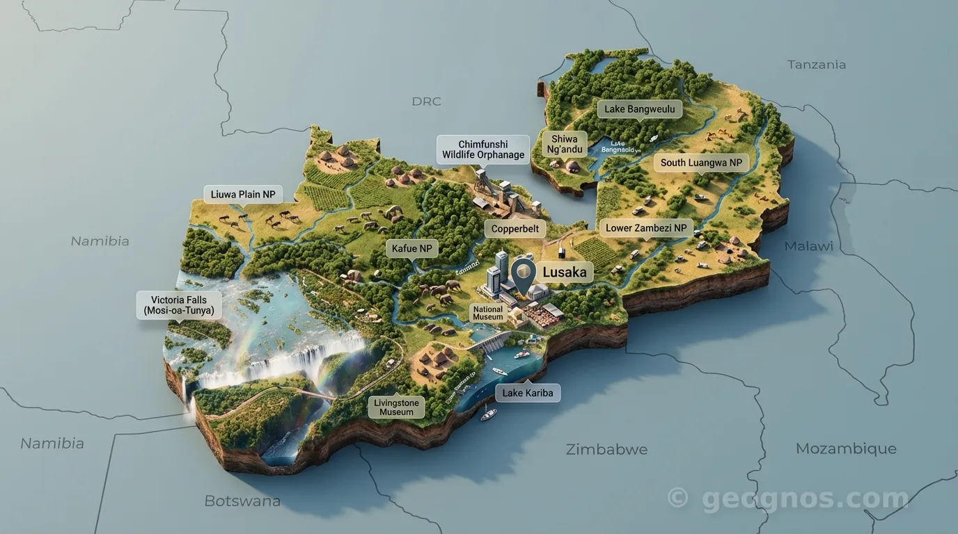 3D Diorama Map of Zambia